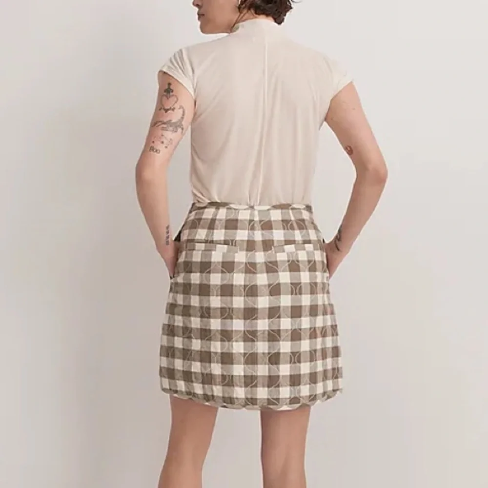 Madewell Quilted Flannel Mini Skirt in Gingham Check - Distant Surplus - 00 -NWT